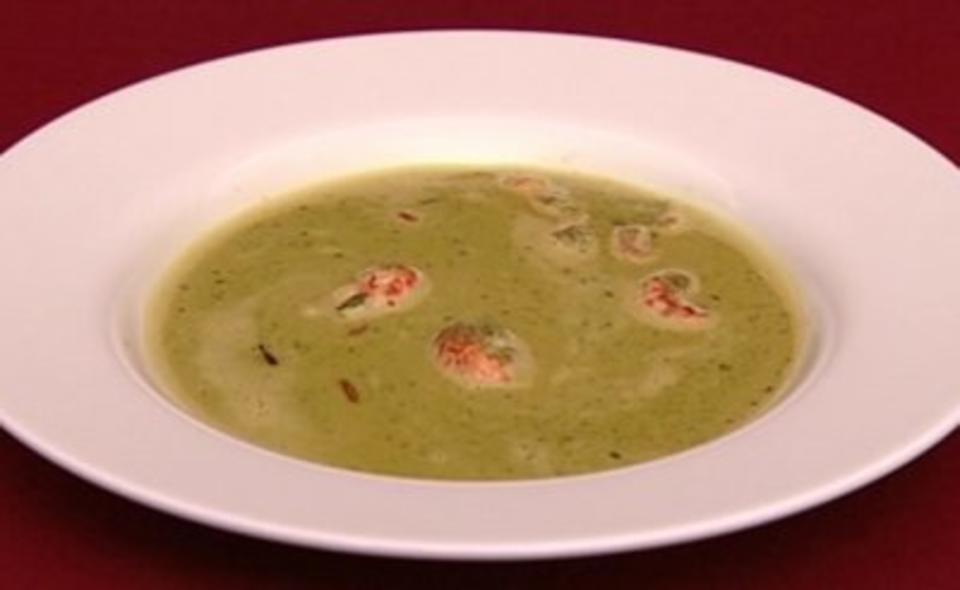 Vox Rezepte - Bärlauchsüppchen mit Flusskrebsschwänzen und Pinienkernen ... Vox Rezepte - Bärlauchsüppchen mit Flusskrebsschwänzen und Pinienkernen ...