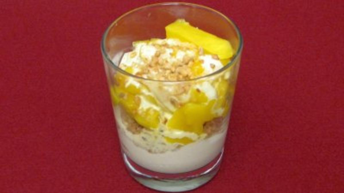Das perfekte Dinner Rezepte - Joghurt mit Obst und Schoko-Nuss-Streuseln
