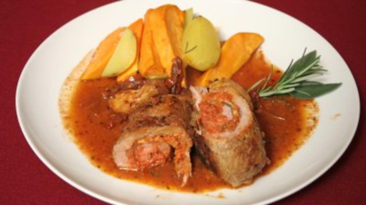 Das perfekte Dinner Rezepte - Salbei-Kalbsroulade mit Ofengemüse