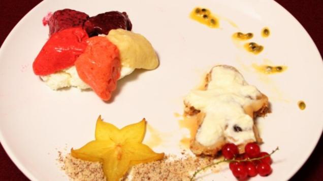 Das perfekte Dinner Rezepte - Joghurtstern und Sandmann mit Früchten