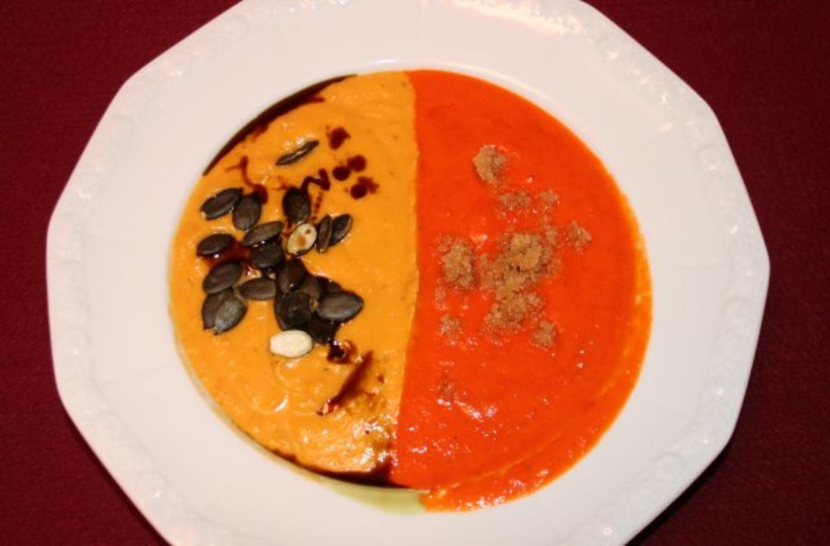 Das perfekte Dinner Rezepte - Paprikasuppe mit Knoblauchcroûtons
