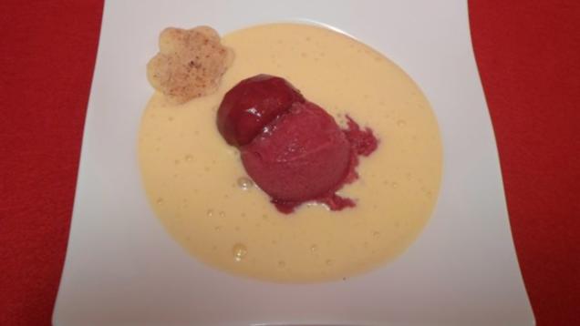 Das perfekte Dinner Rezepte - Sorbet von rotem Weinberg-Pfirsich mit ...