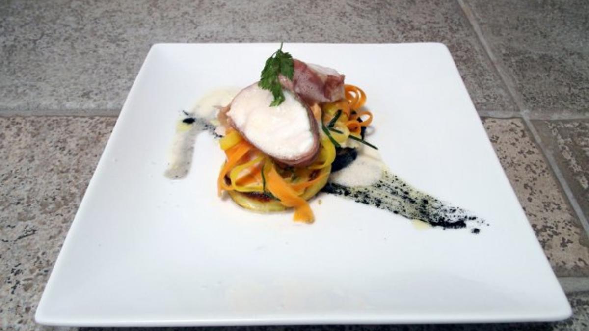 Das perfekte Dinner Rezepte - Saltimbocca vom Seeteufel auf Sepia ...