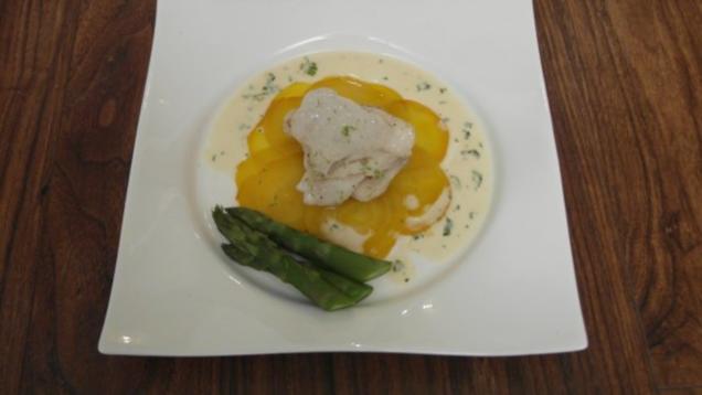 Das perfekte Dinner Rezepte - Gebratener Steinbutt auf Carpaccio von ...