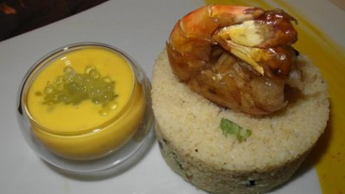 Das perfekte Dinner Rezepte - Black Tiger Garnelen auf Minz-Bulgursalat