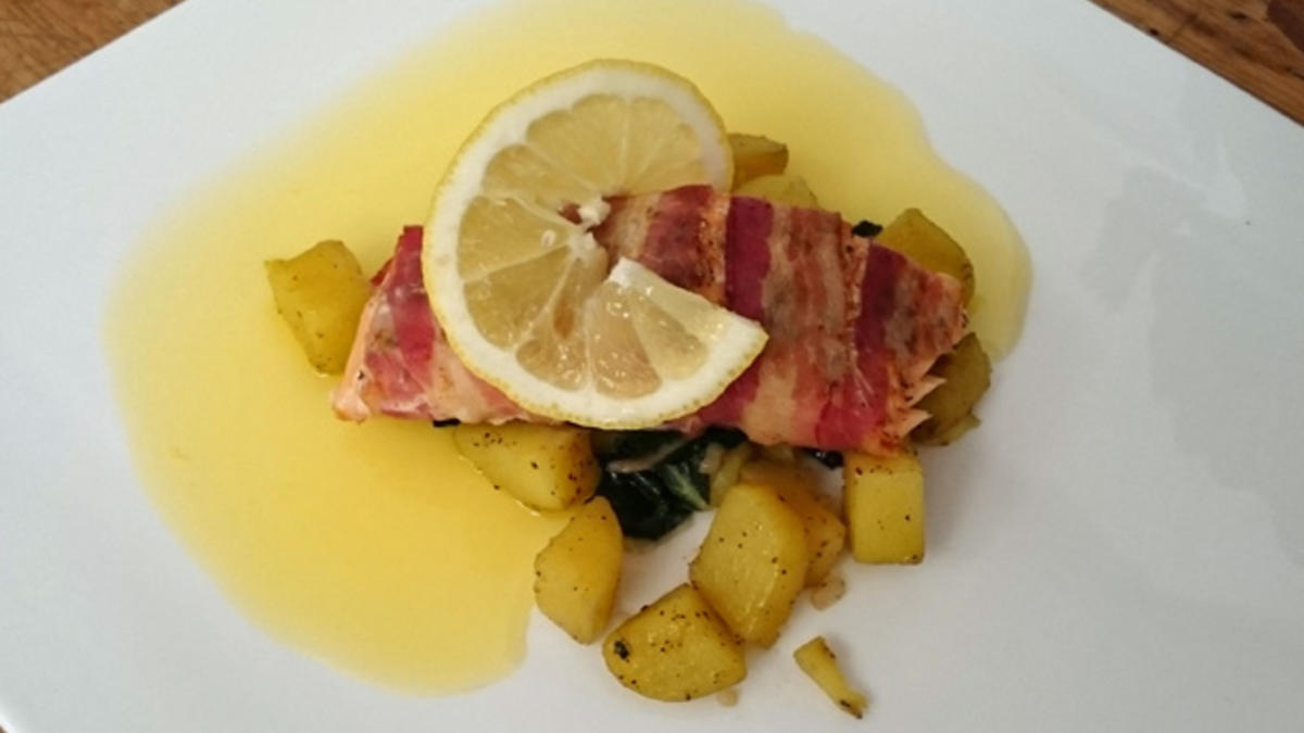 Das perfekte Dinner Rezepte - Lachs im Baconmantel mit Mangold und ...