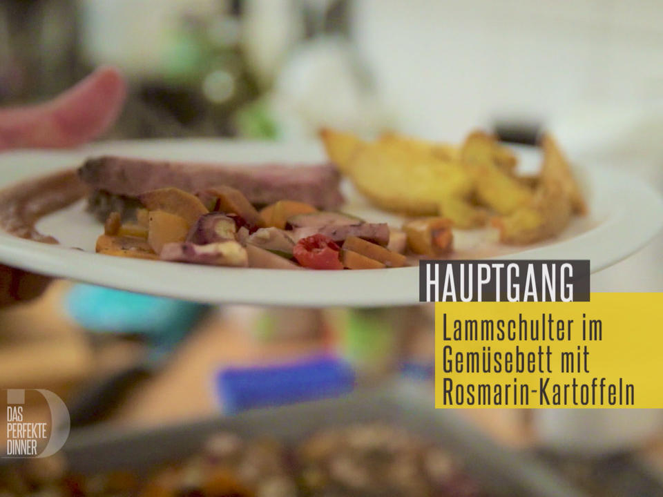 Lammschulter im Gemüsebeet mit Rosmarin Kartoffeln