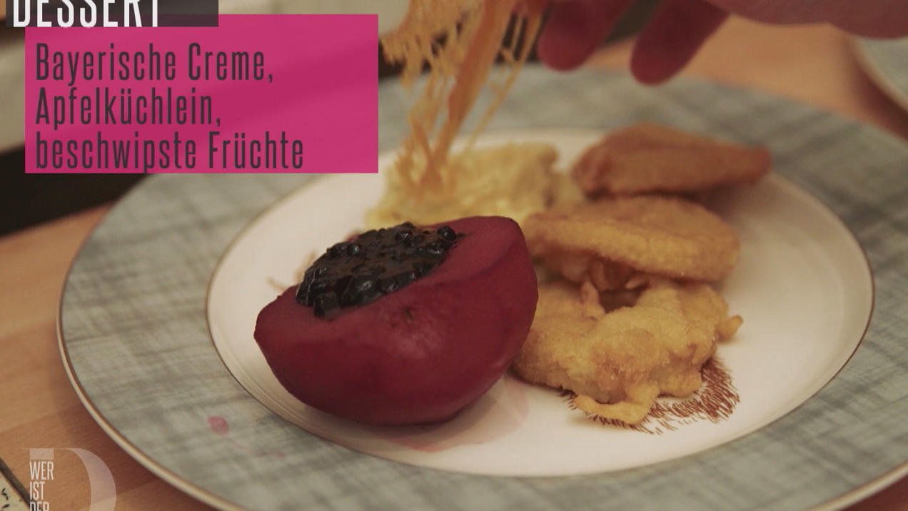 Das perfekte Dinner Rezepte - Bayerisch Creme im Duett mit Apfelküchle ...