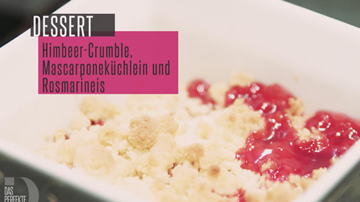 Das perfekte Dinner Rezepte - Mascarponeküchlein mit Himbeer-Crumble ...