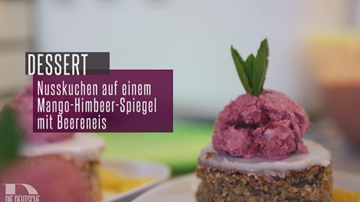 Das perfekte Dinner Rezepte - Nusskuchen auf Fruchtspiegel mit ...