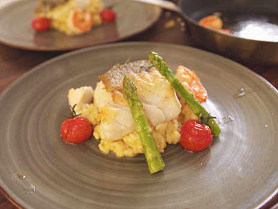 Förde-Gedöns mit Zitronen-Risotto und saisonalem Gemüse