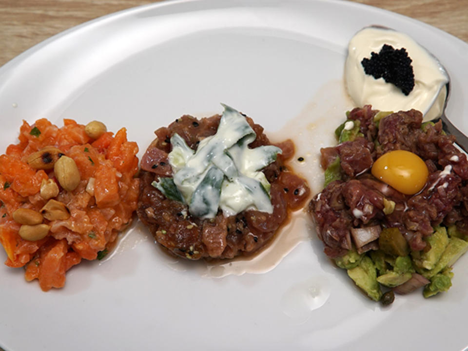3-mal Tatar: Rind, Thunfisch, Lachs