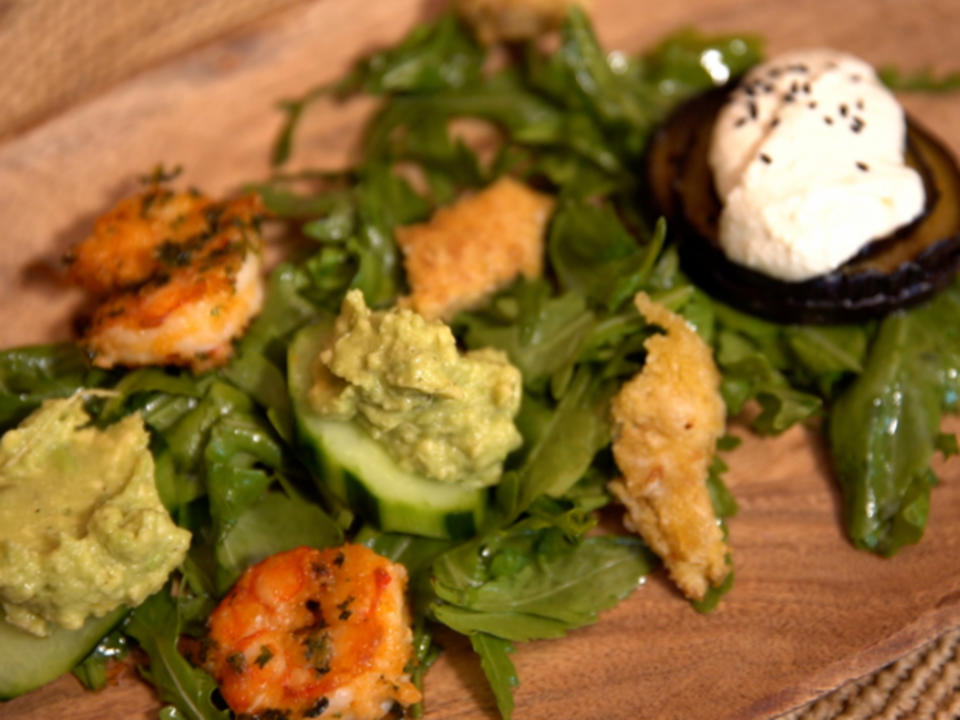 Das perfekte Dinner Rezepte - Gebackene Auberginen mit Schafskäsecreme ...