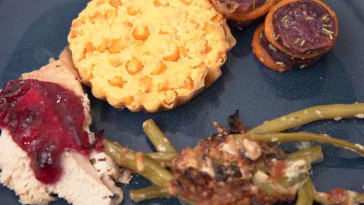 Das perfekte Dinner Rezepte - Truthahn-Braten mit Süßkartoffelstapel ...