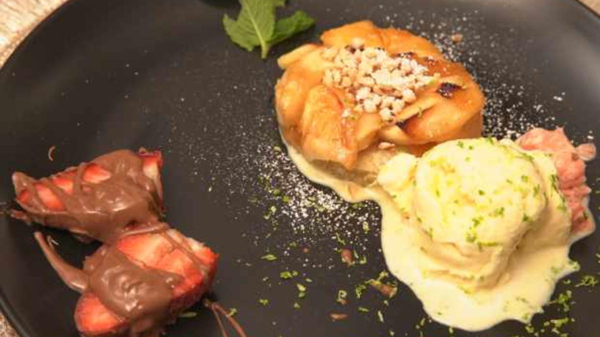 Das perfekte Dinner Rezepte - Apfeltarte mit Eis und Erdbeeren im ...