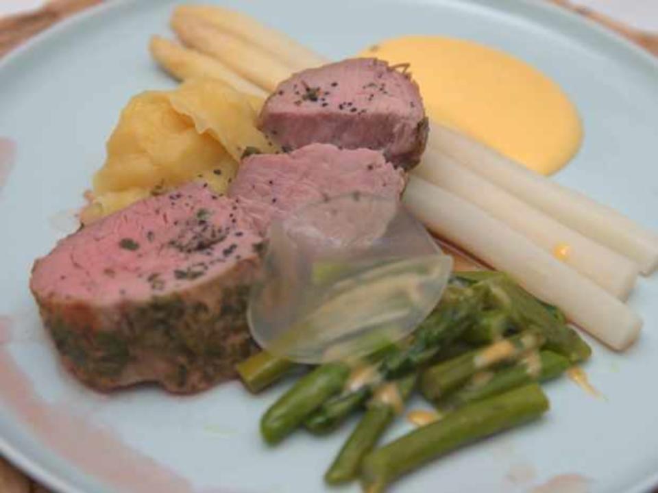 Das perfekte Dinner Rezepte - Kalbsfilet mit Kartoffelpüree und Spargel Das perfekte Dinner Rezepte - Kalbsfilet mit Kartoffelpüree und Spargel