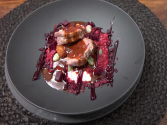 Rote-Bete-Risotto mit Kalbsfilet