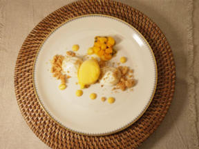 Cheesecake-Creme mit Passionsfrucht und Mango