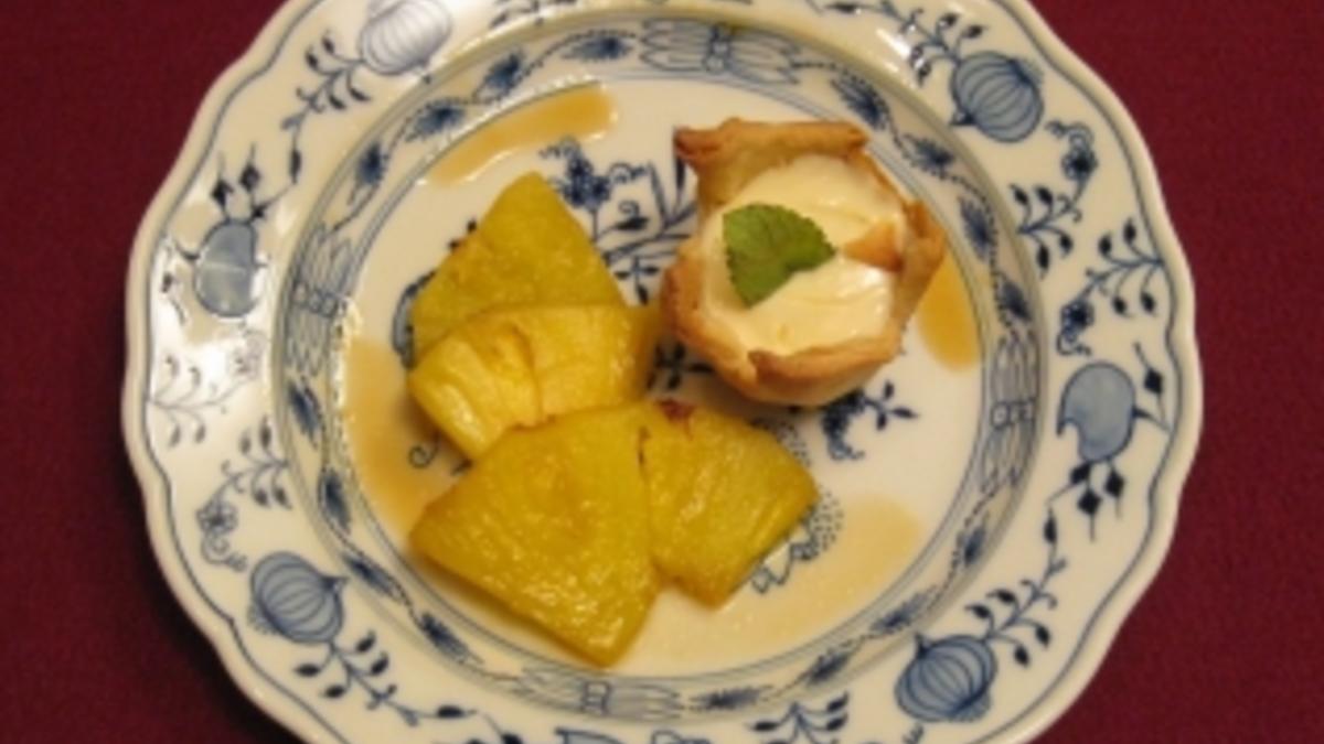 Das perfekte Dinner Rezepte - Karamellisierte Ananas mit Rumcreme
