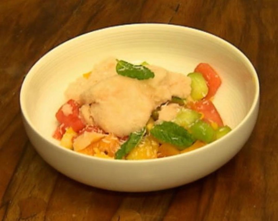 Exotischer Fruchtsalat mit Lischisorbet (Manuel Cortez)