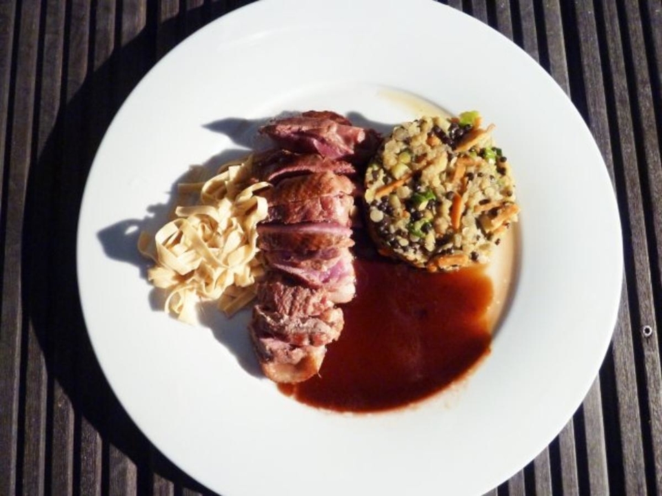 Ente Orange mit Gemüse aus dem Wok