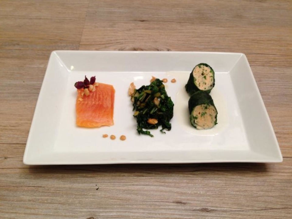 Gebeizter Saibling mit Pak Choi und Erdnüssen