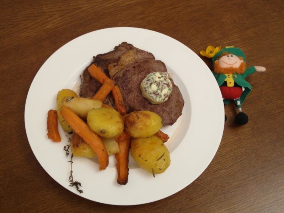 Irish Dry-Aged Rib-Eye Steak mit Ofengemüse