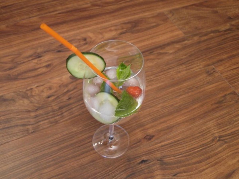 Vermouth aus Gironde mit Gurke und Minze
