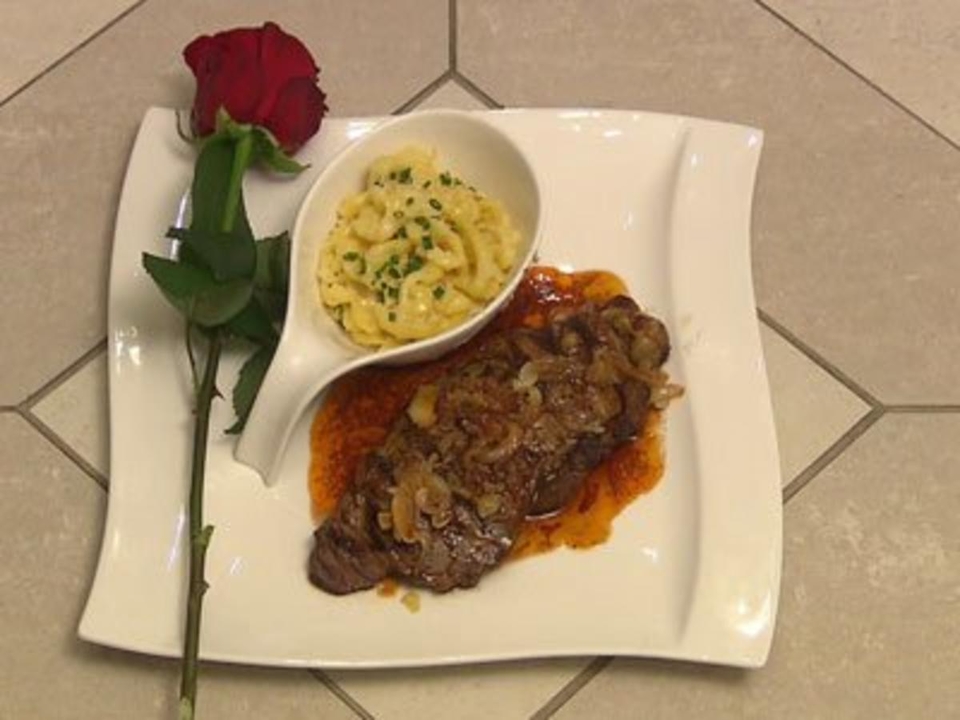 Rostbraten vom US-Beef mit handgeschabten Kässpätzle