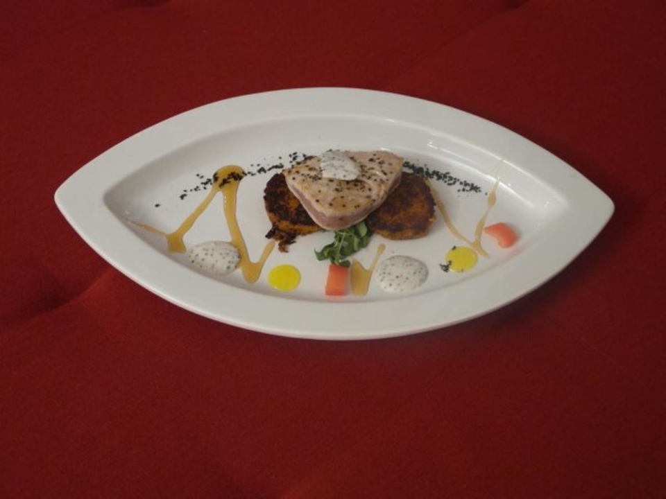 Thunfischfilet mit Süßkartoffel-Bratling