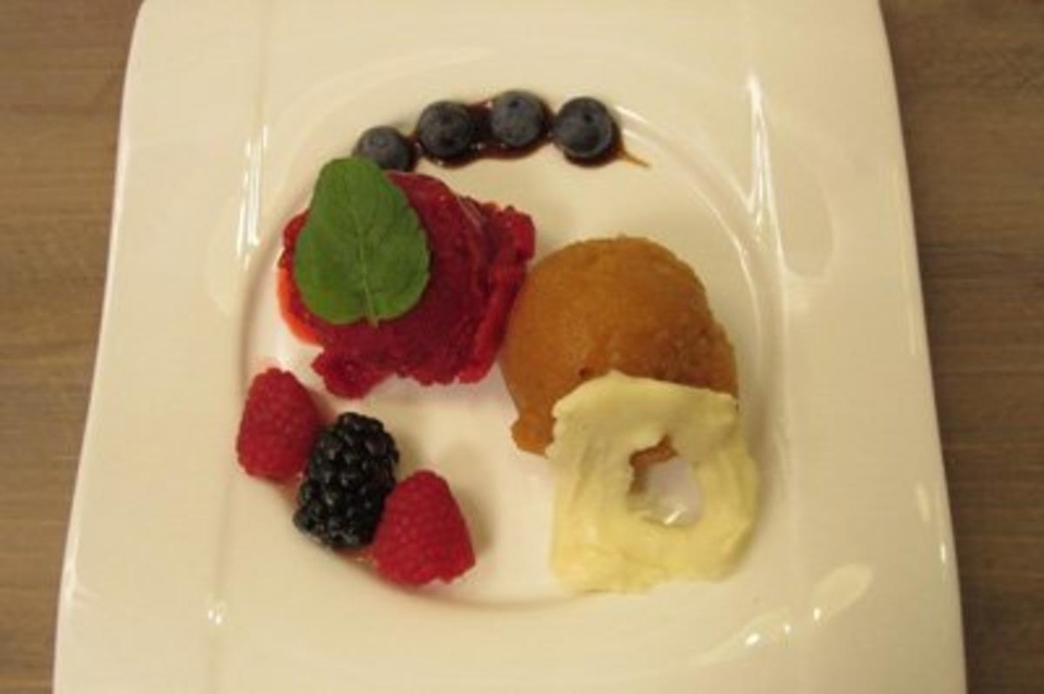 Himbeer- und Pfirsich-Lavendel-Sorbet