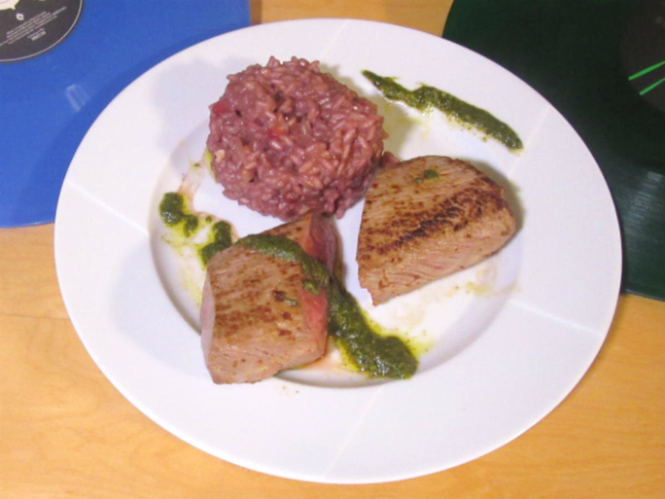 Lammrücken / Granatapfel Risotto / Minzpesto