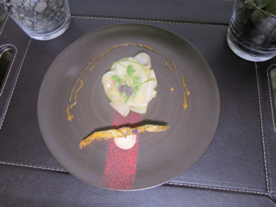 Gänseleber-Eis / Apfel-Carpaccio / Espresso-Kondensmilch