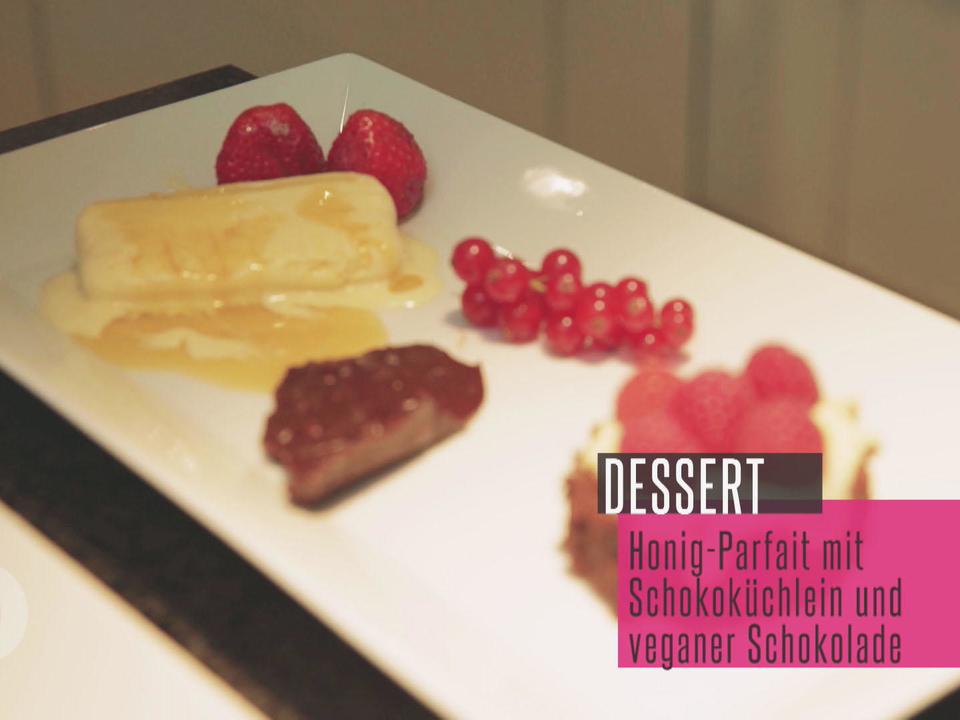 Honigparfait / selbstgemachte vegane Schokolade