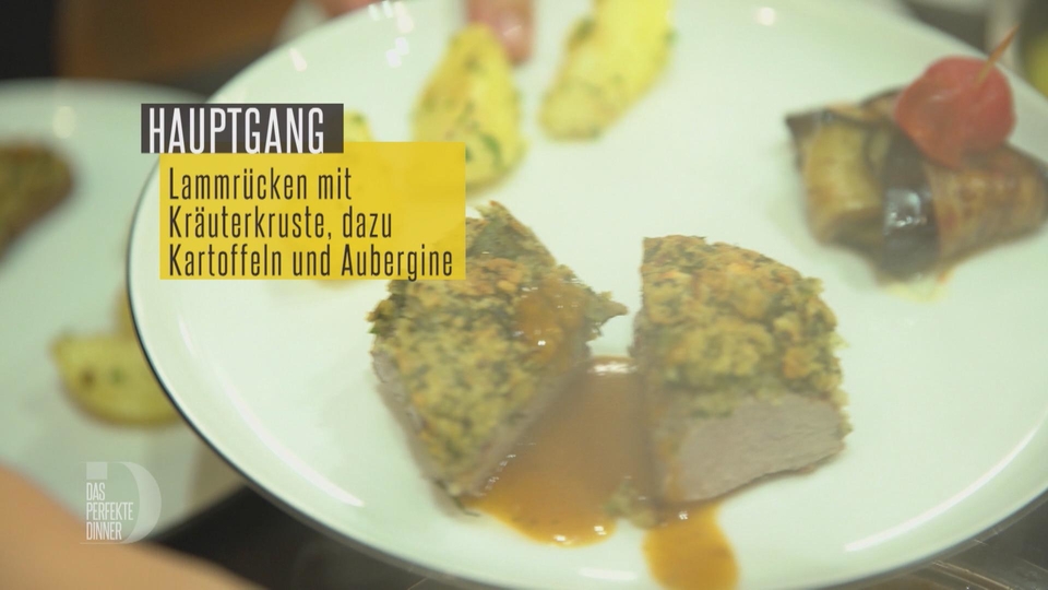 Lammrücken mit Kräuterkruste, dazu Salzkartoffeln