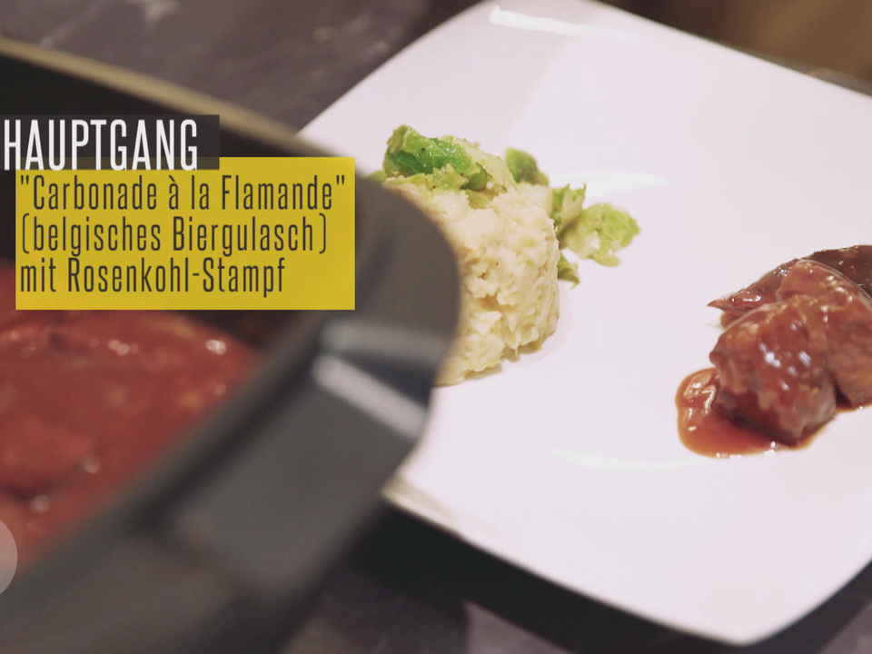 Carbonade à la Flamande (belgisches Biergulasch) mit Rosenkohl-Kartoffel-Stampf
