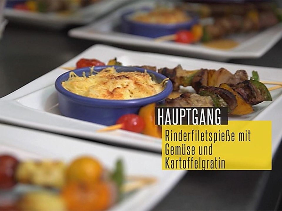 Marinierte Rinderfiletspieße mit Gratin Dauphinois
