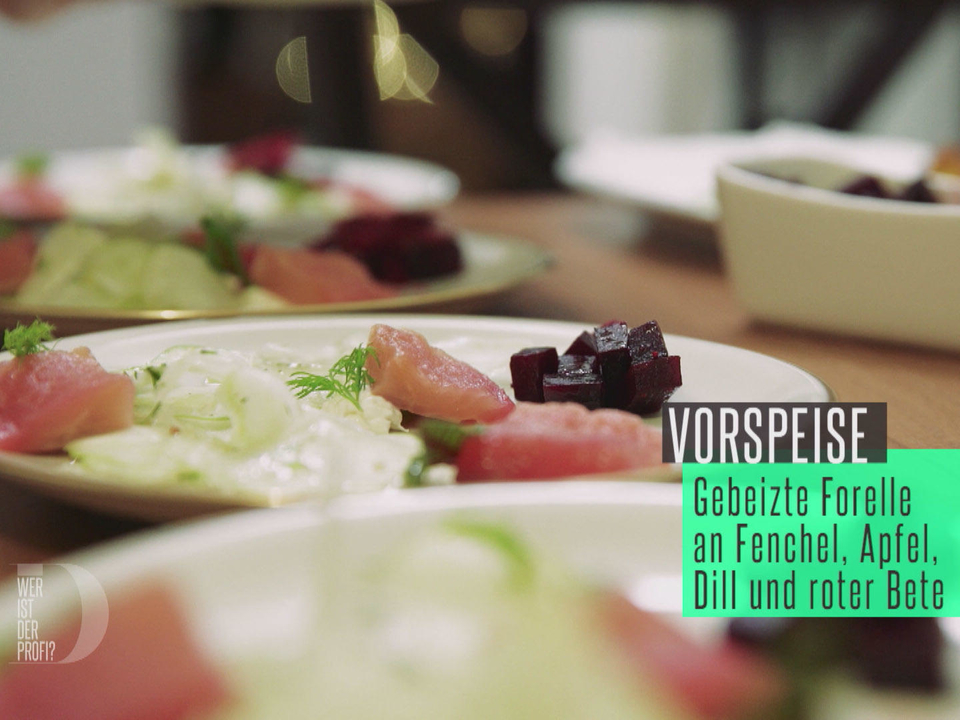 Gebeizte Forelle an Rote Beete, Fenchel, Apfel, Dill und Meerrettichcrème