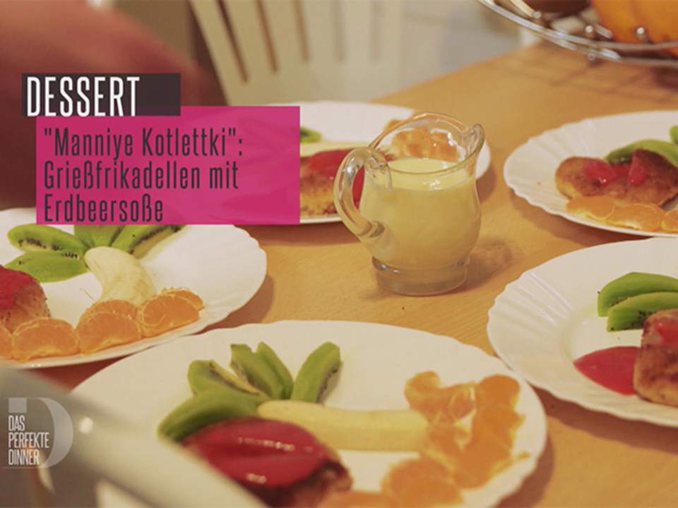 Mannik Kotlety (süße Grießfrikadellen mit selbstgemachter Erdbeersoße)