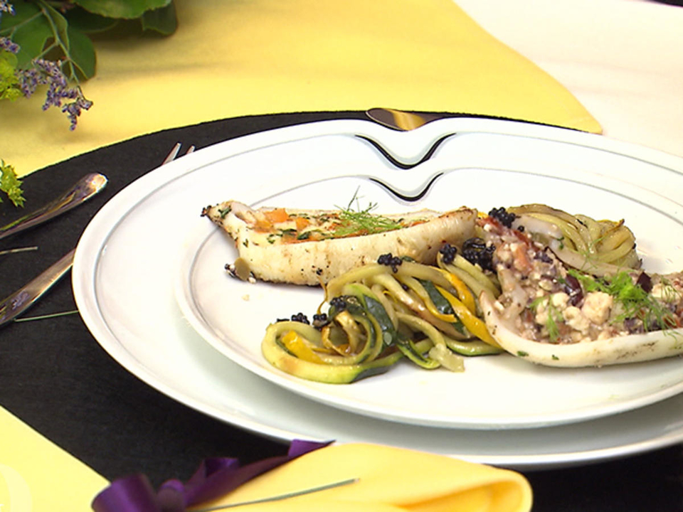 Gefüllte Tintenfischtuben mit Zoodles
