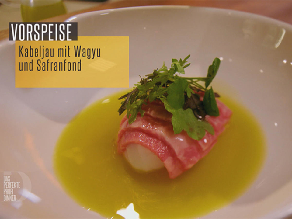 Kabeljau mit Wagyu und Safranfond (Thomas Bühner)