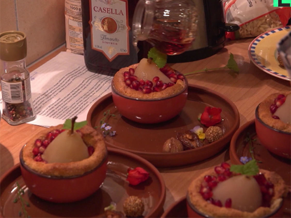 Birnensoufflé | gefüllte Datteln | Sesamkugeln | Kastanien | Obst