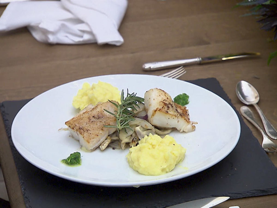 Loins vom Kabeljau mit geschmortem Fenchel und Kartoffelstampf