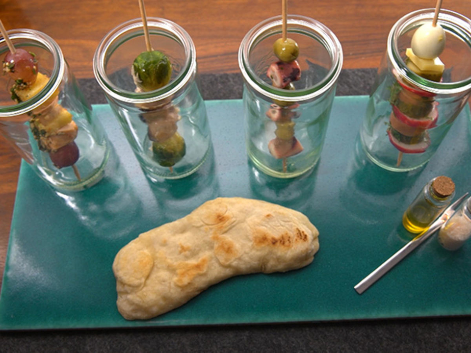 Gespießtes Quartett aus diversen Welten