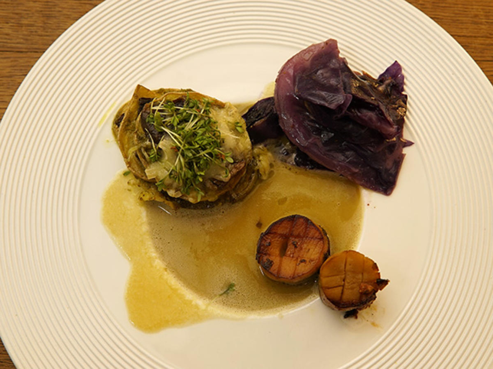 Kräuterseitlinge mit Kartoffeln und Spitzkohl