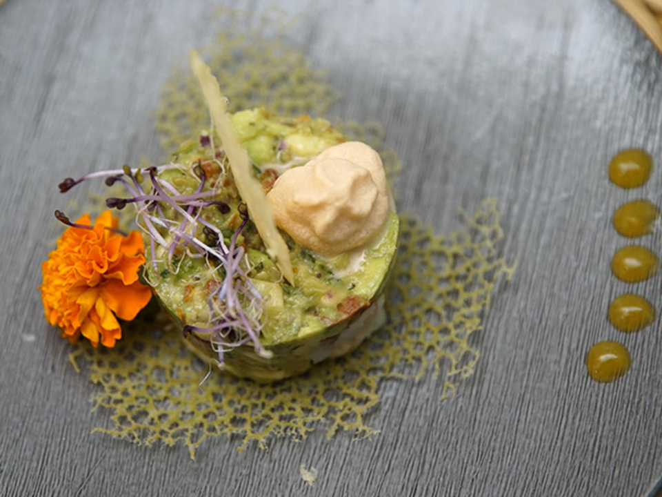 Avocado mit Shrimpstatar und Käse