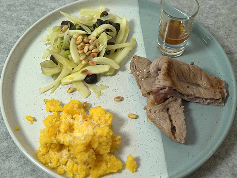 Saltimbocca mit Polenta und Fenchelsalat