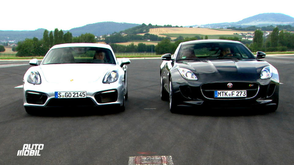 Jaguar F-Type und Porsche Cayman GTS im Duell