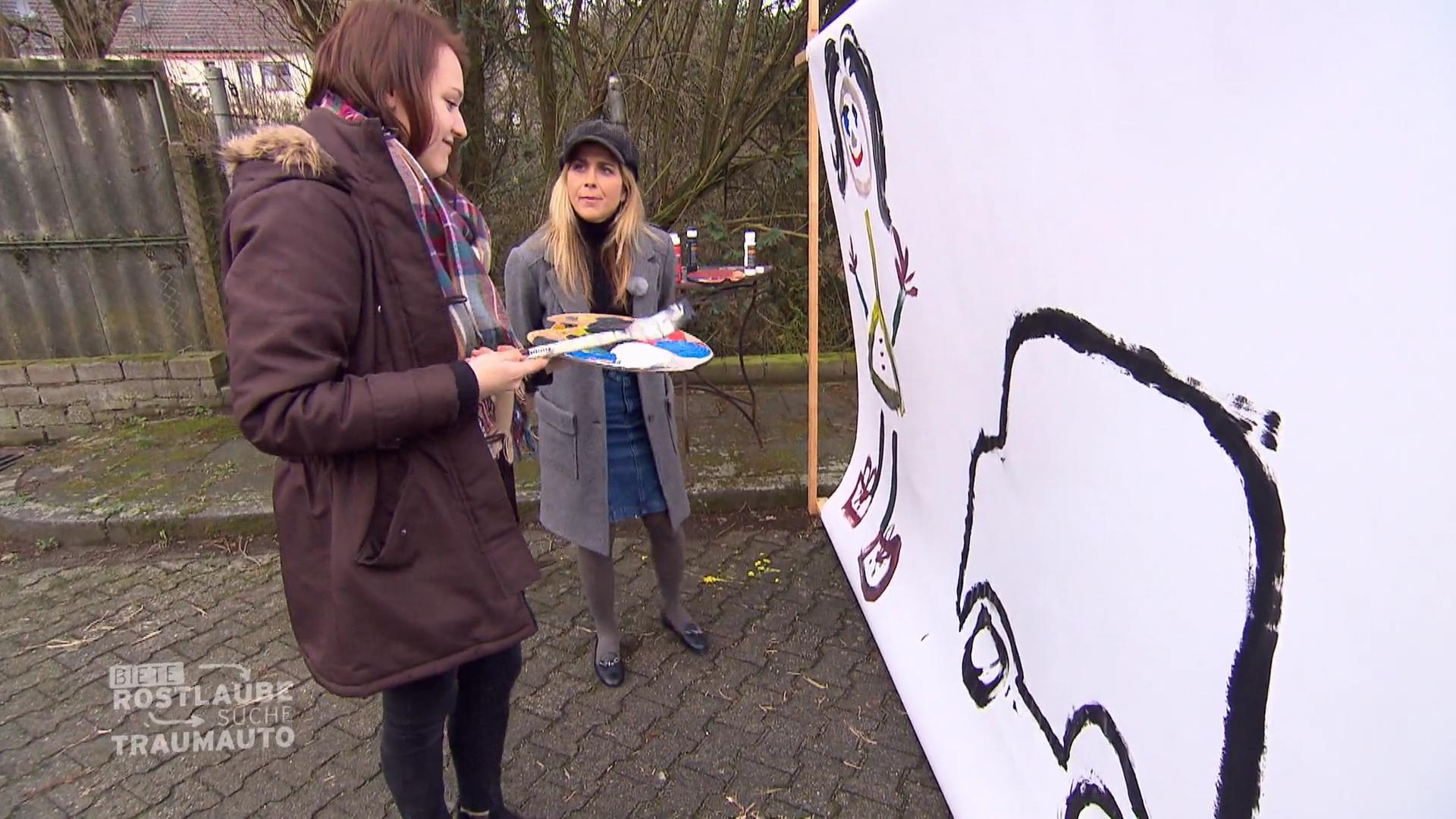 Kira darf ihr Auto malen, bevor sie es bekommt