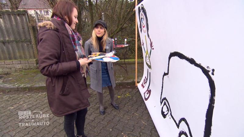 Kira darf ihr Auto malen, bevor sie es bekommt